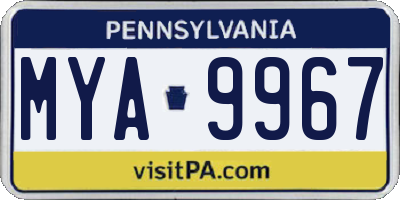 PA license plate MYA9967