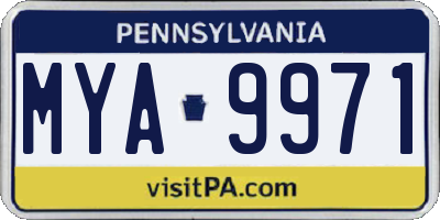 PA license plate MYA9971