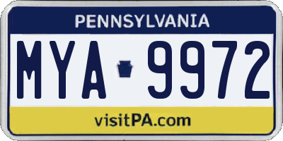 PA license plate MYA9972