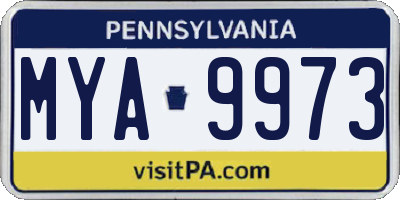 PA license plate MYA9973