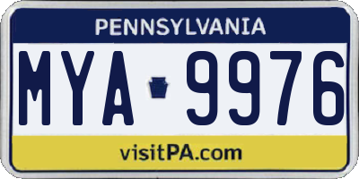PA license plate MYA9976