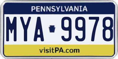 PA license plate MYA9978