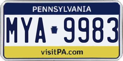 PA license plate MYA9983