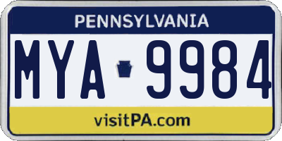 PA license plate MYA9984