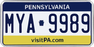 PA license plate MYA9989