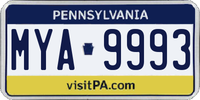 PA license plate MYA9993