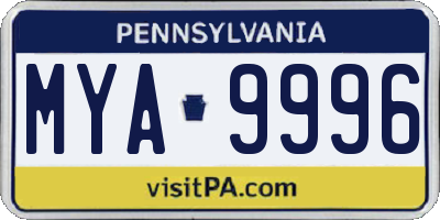 PA license plate MYA9996