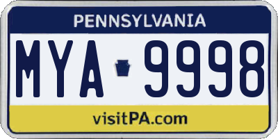 PA license plate MYA9998