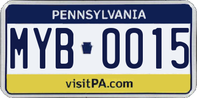PA license plate MYB0015