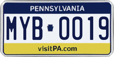 PA license plate MYB0019