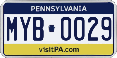 PA license plate MYB0029