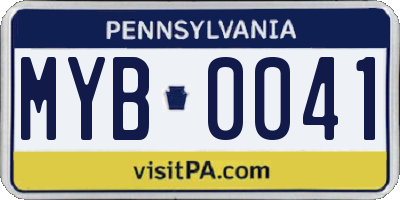 PA license plate MYB0041