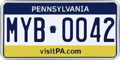 PA license plate MYB0042