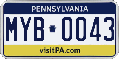 PA license plate MYB0043