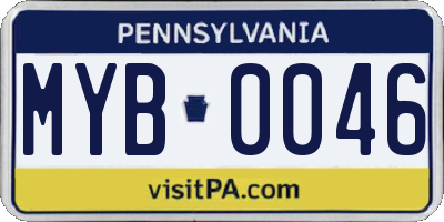 PA license plate MYB0046