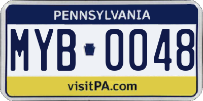 PA license plate MYB0048