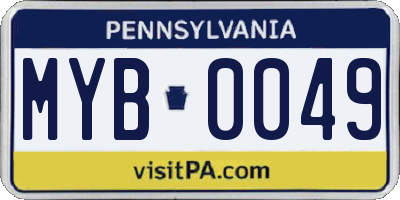PA license plate MYB0049