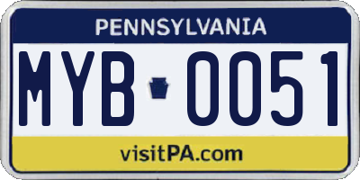 PA license plate MYB0051