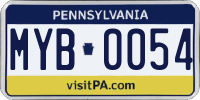 PA license plate MYB0054