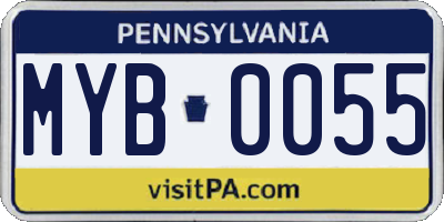 PA license plate MYB0055