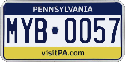PA license plate MYB0057