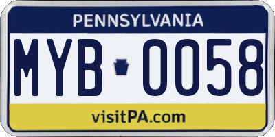 PA license plate MYB0058