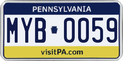 PA license plate MYB0059
