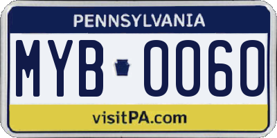 PA license plate MYB0060