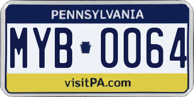 PA license plate MYB0064