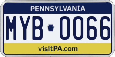 PA license plate MYB0066