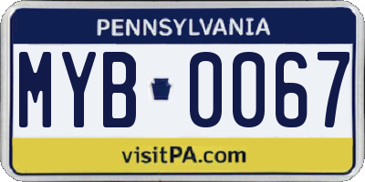 PA license plate MYB0067