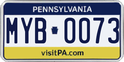 PA license plate MYB0073