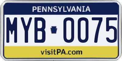 PA license plate MYB0075