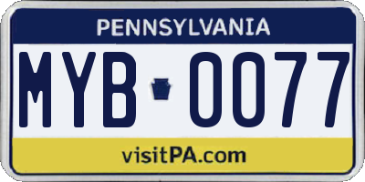 PA license plate MYB0077