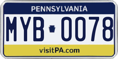 PA license plate MYB0078