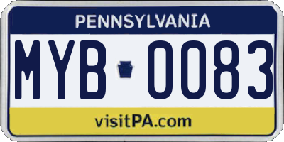 PA license plate MYB0083