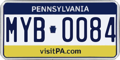 PA license plate MYB0084