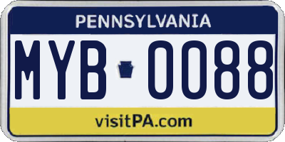 PA license plate MYB0088