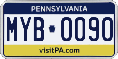 PA license plate MYB0090