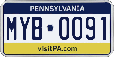 PA license plate MYB0091