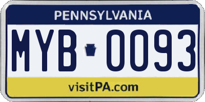 PA license plate MYB0093