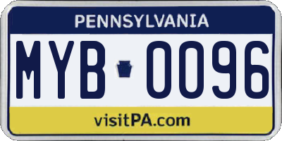 PA license plate MYB0096