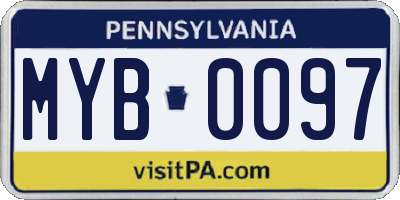 PA license plate MYB0097