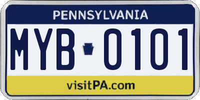 PA license plate MYB0101