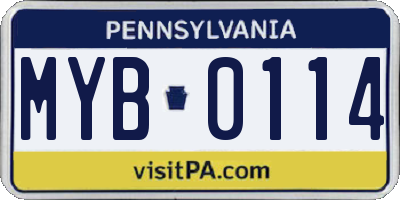 PA license plate MYB0114