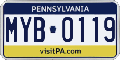 PA license plate MYB0119