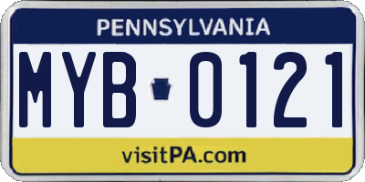 PA license plate MYB0121