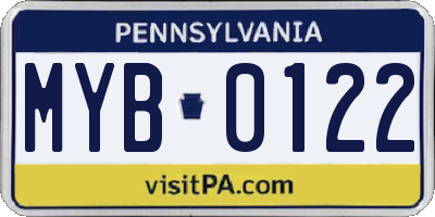 PA license plate MYB0122