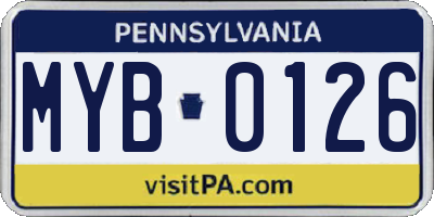 PA license plate MYB0126