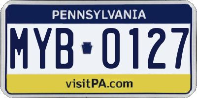 PA license plate MYB0127